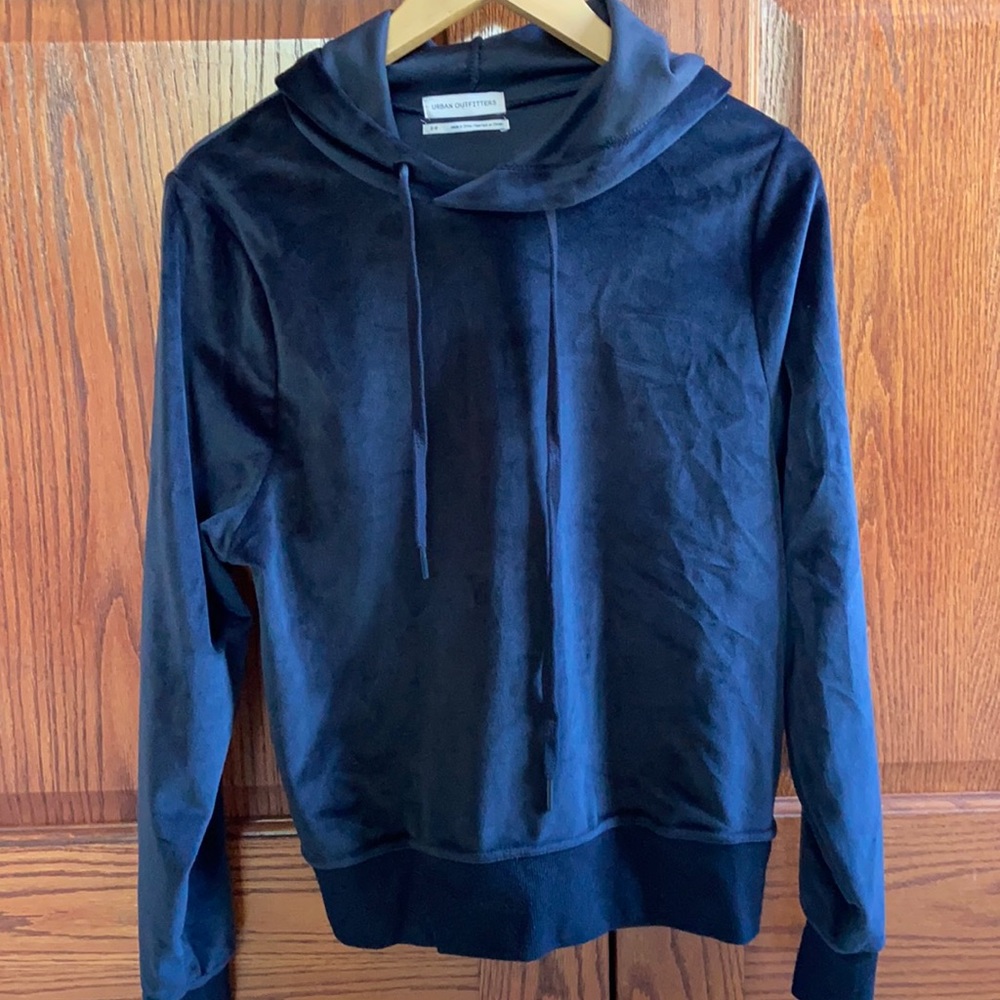 Urban outfitters navy blue velvet hoodie